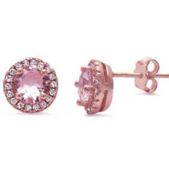 Jewelry - Sterling Silver Rose Gold Plated Morganite Earring